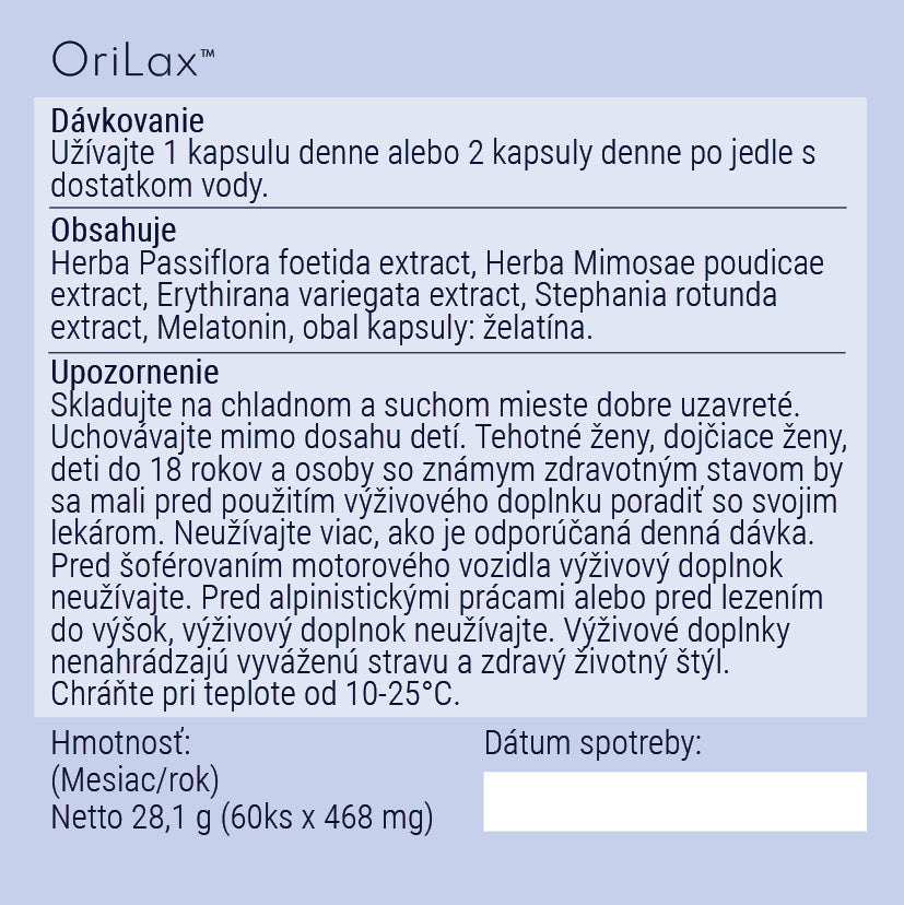 OriLax – zdravý spánok (doplnok stravy OPFE)