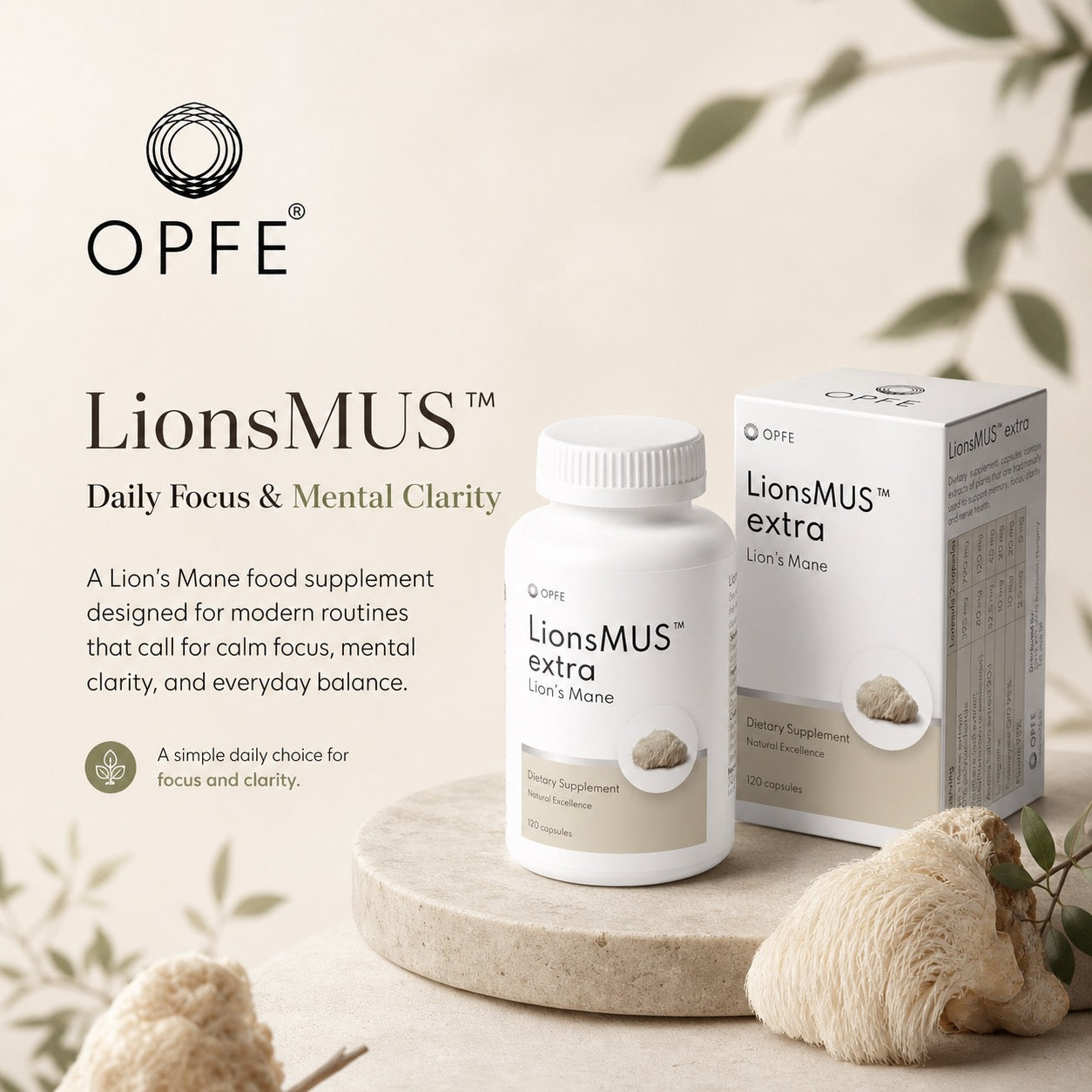 LionsMUS extra, Oroszlánsörény gomba (OPFE étrend-kiegészítő)