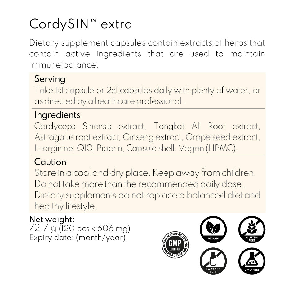 CordySIN extra - Cordyceps Sinensis (OPFE étrend-kiegészítő)