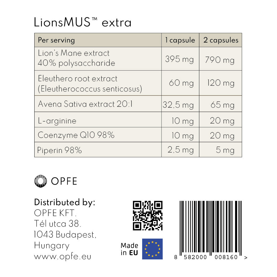 LionsMUS extra – Közönséges süngomba  (OPFE étrend-kiegészítő)